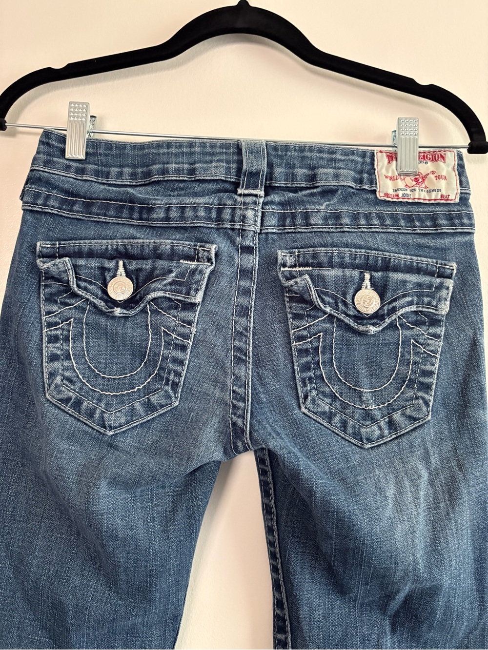 True Religion Ultra Low Rise Twisted Skinny Jeans Medium Wash Blue Size 26